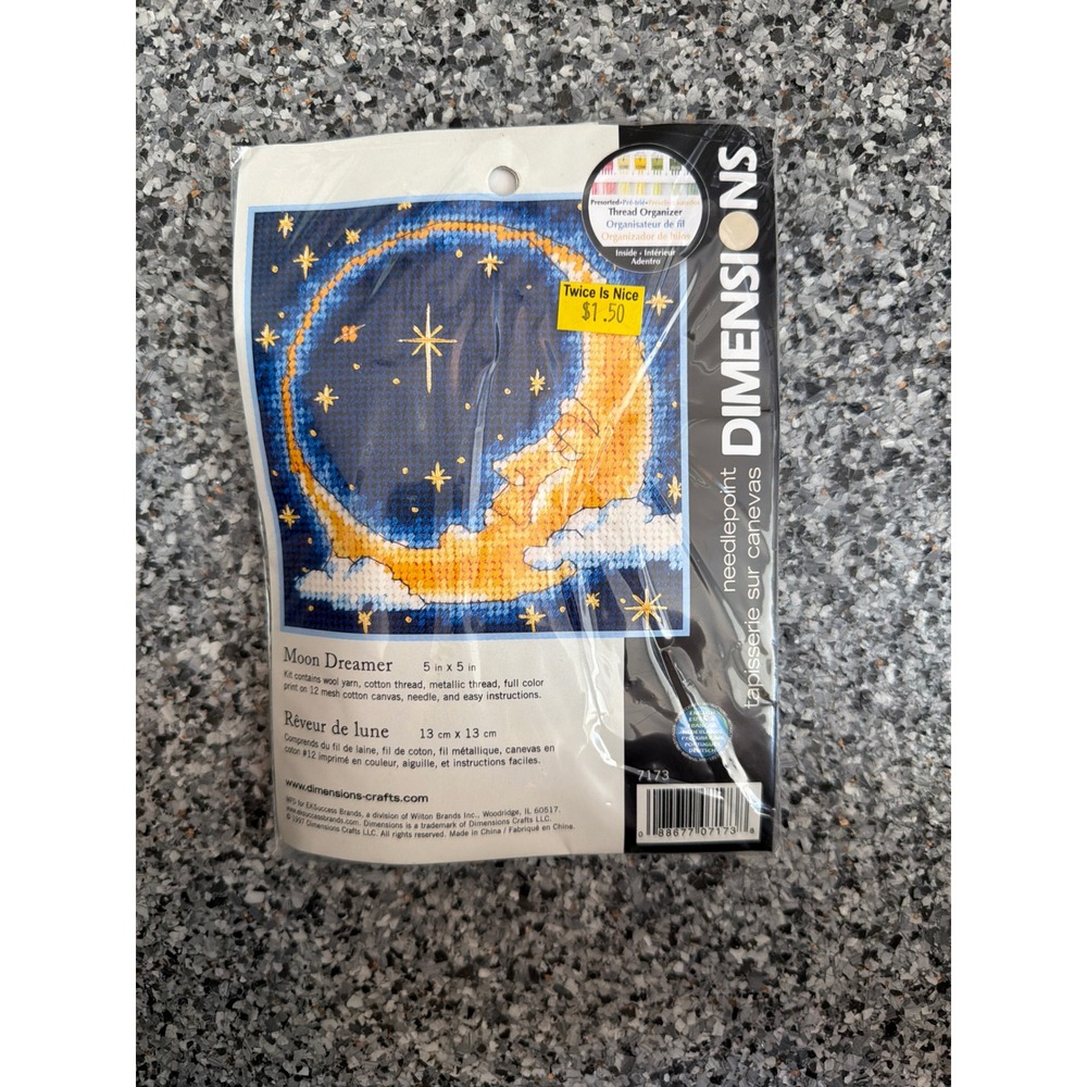 Dimensions Moon Dreamer Needlepoint Kit 7173 Vintage Celestial Stars 5x5